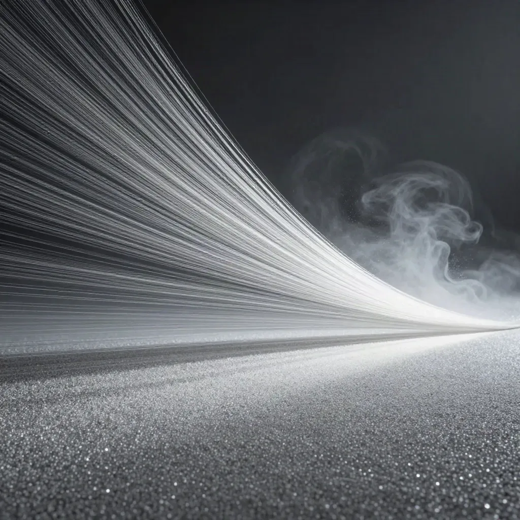 Silver light filaments converging into a soft bloom in dark graphite haze.